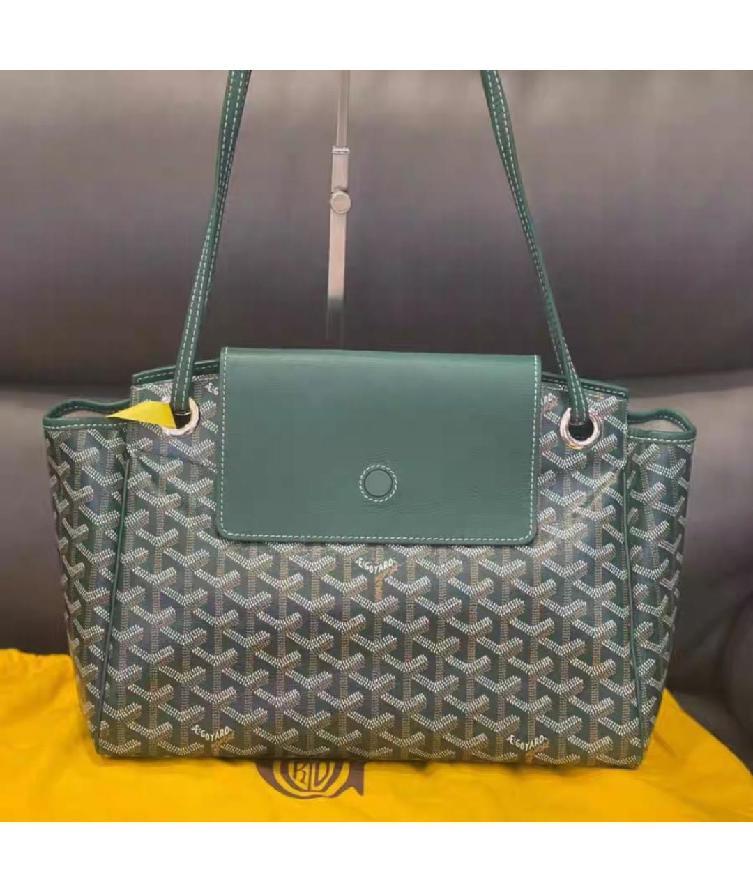 GOYARD Зеленая кожаная сумка тоут, фото 5