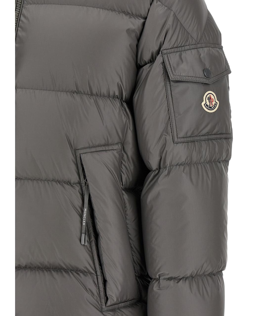 MONCLER Серый полиамидовый пуховик, фото 5