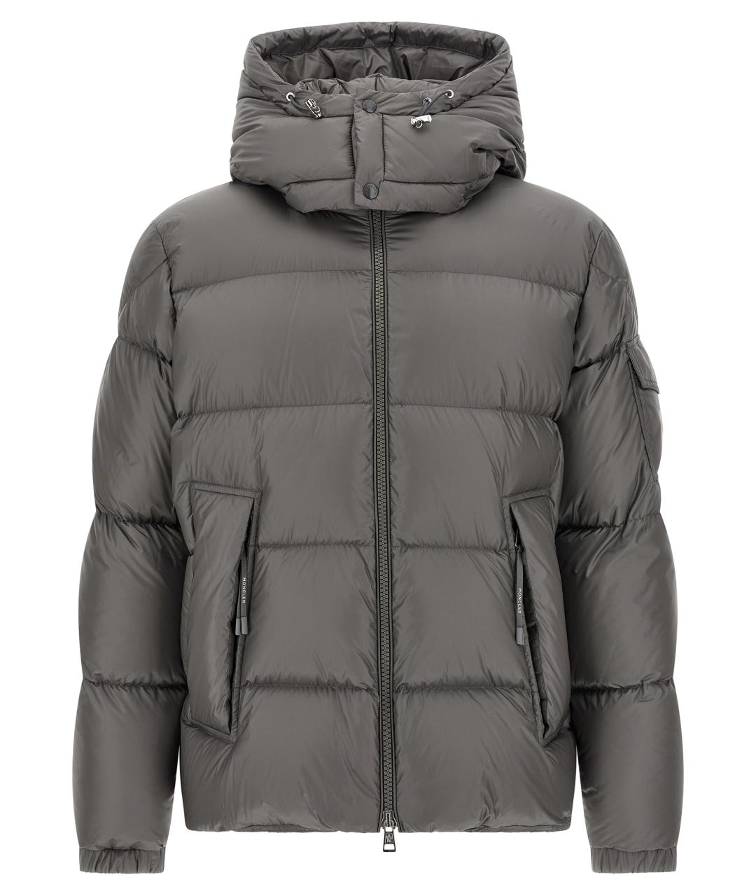MONCLER Серый полиамидовый пуховик, фото 1