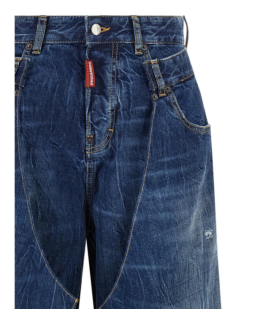 DSQUARED2 Синие хлопковые прямые джинсы, фото 3