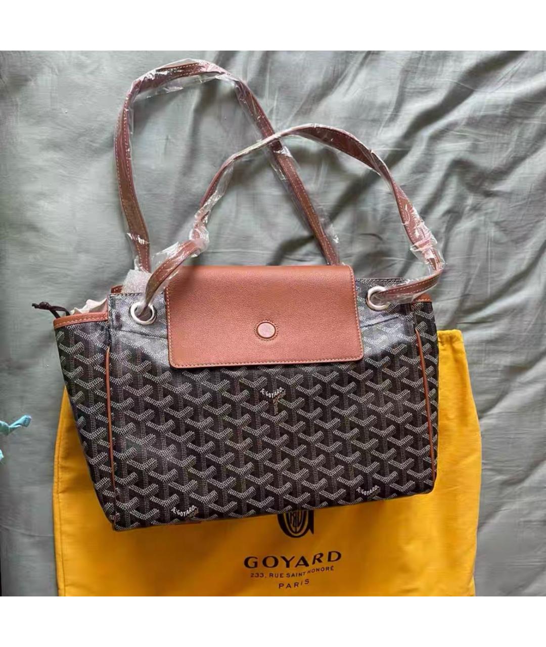 GOYARD Коричневая кожаная сумка тоут, фото 5