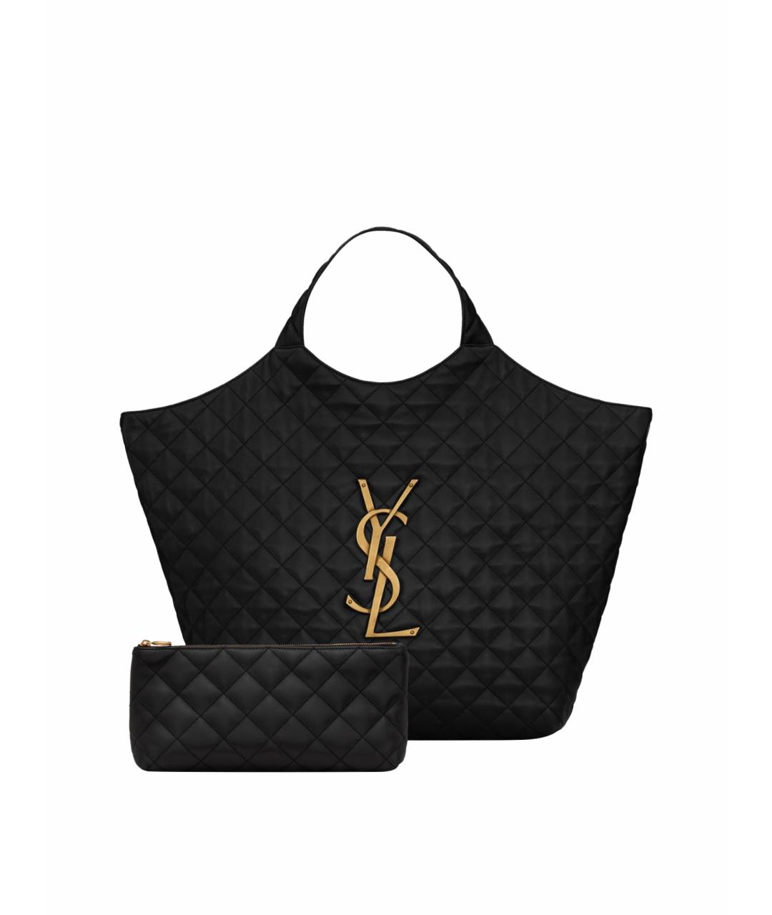 SAINT LAURENT Черная кожаная сумка тоут, фото 1
