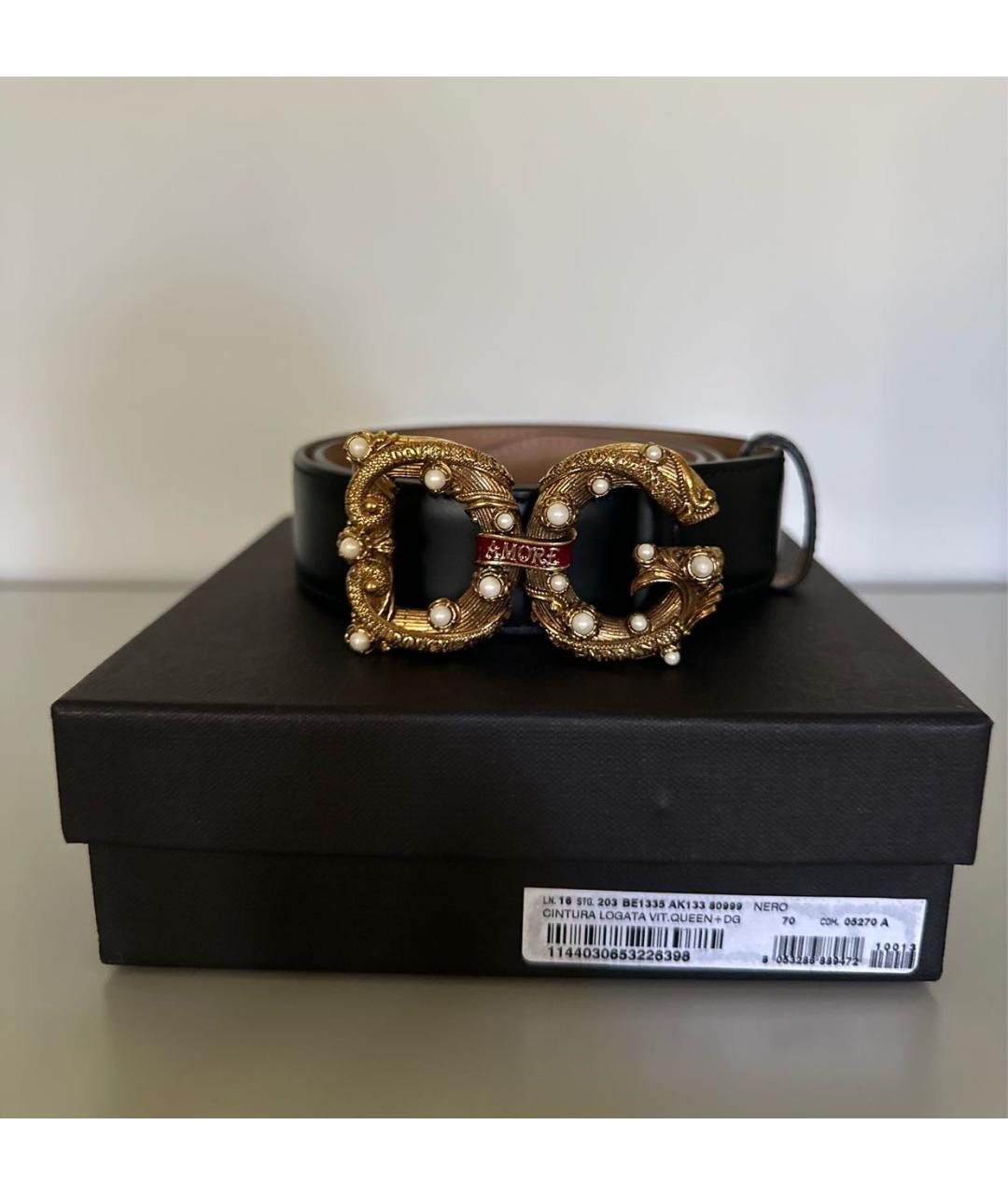 DOLCE&GABBANA Черный кожаный ремень, фото 4