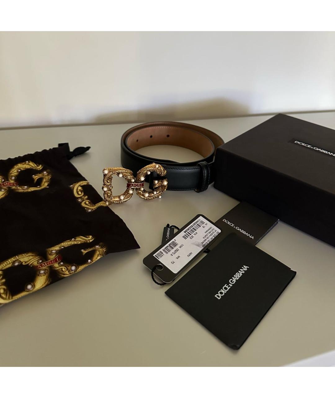 DOLCE&GABBANA Черный кожаный ремень, фото 6