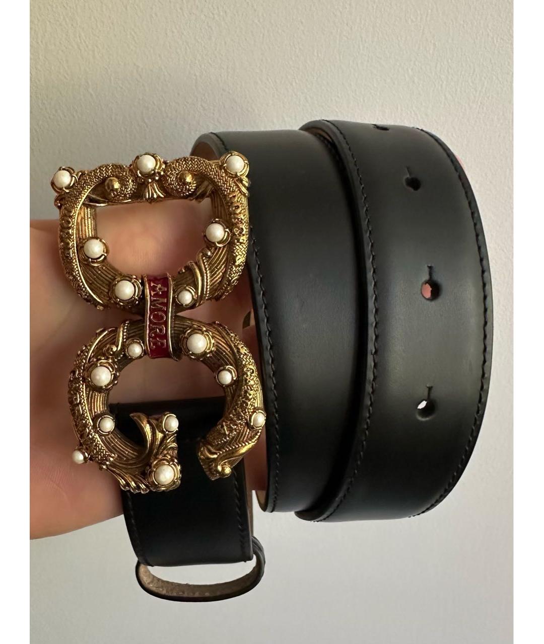 DOLCE&GABBANA Черный кожаный ремень, фото 2
