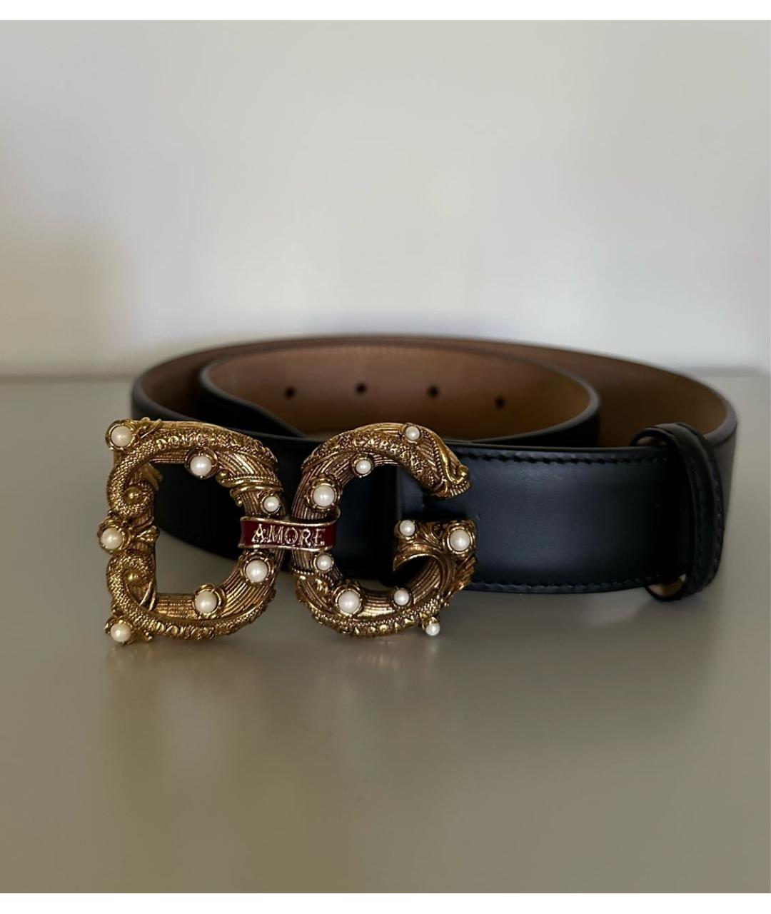 DOLCE&GABBANA Черный кожаный ремень, фото 7