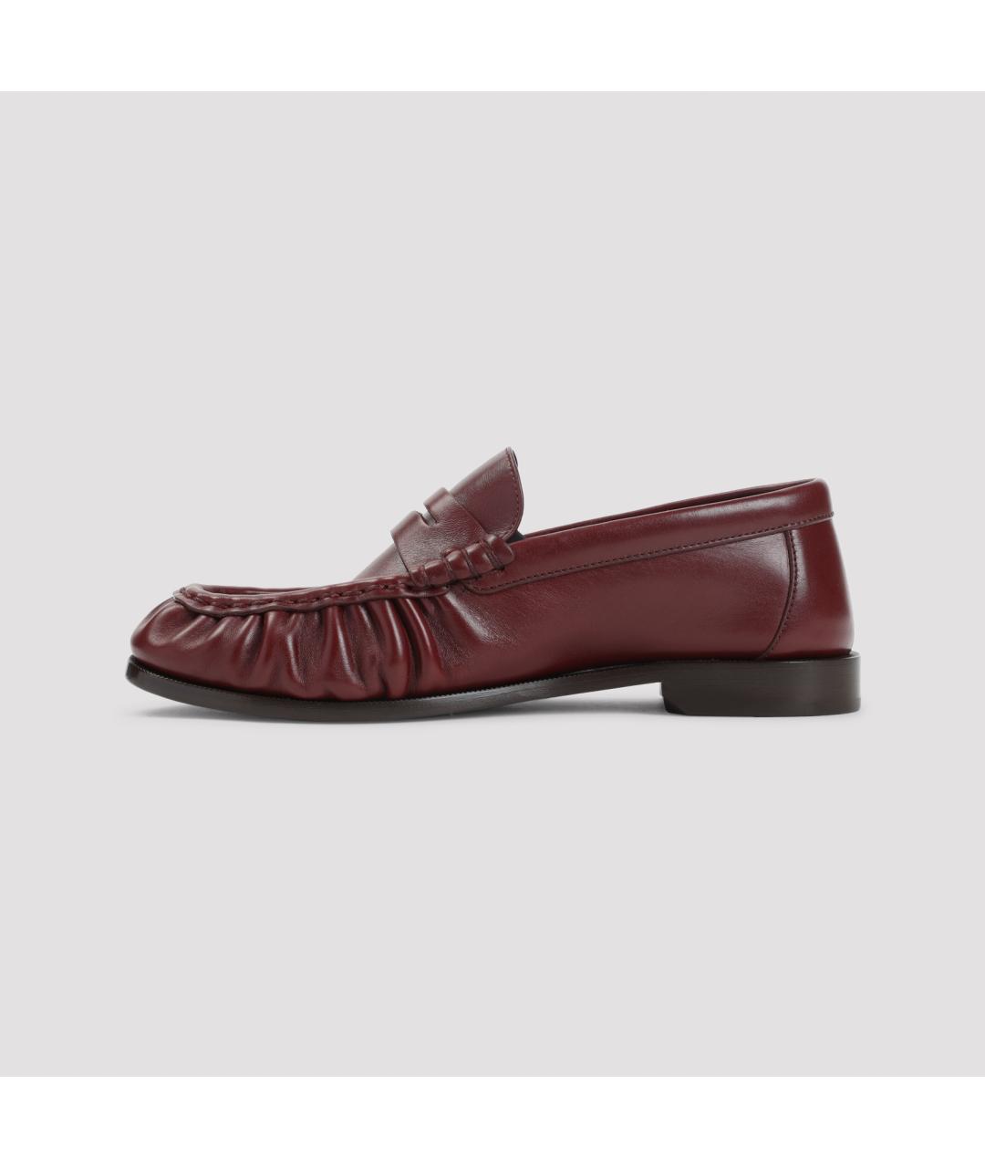 SAINT LAURENT Бордовые кожаные лоферы, фото 4