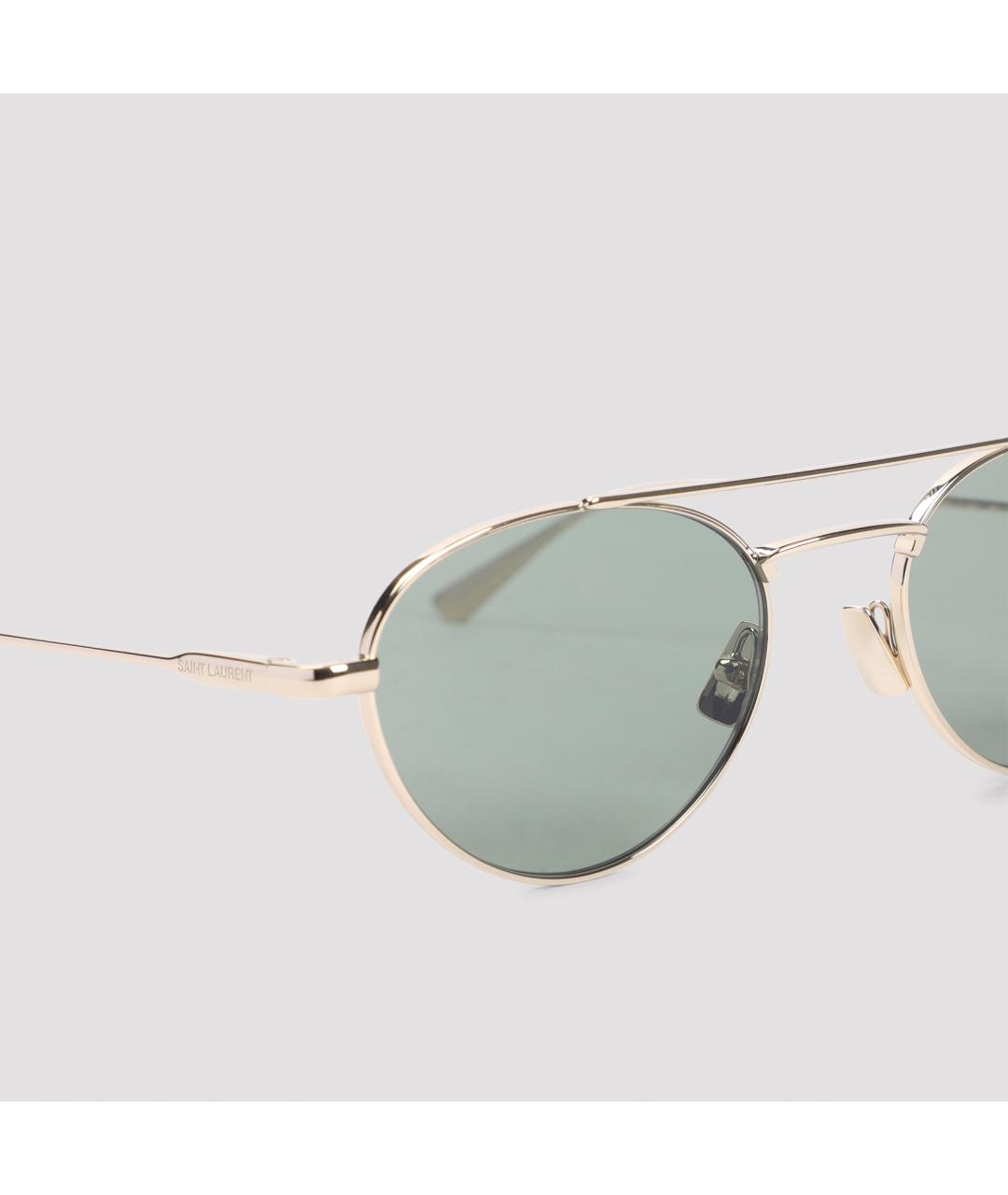 SAINT LAURENT Зеленые металлические солнцезащитные очки, фото 5