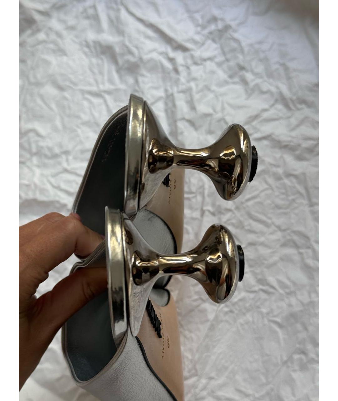 LOEWE Серебряные кожаные мюли, фото 3