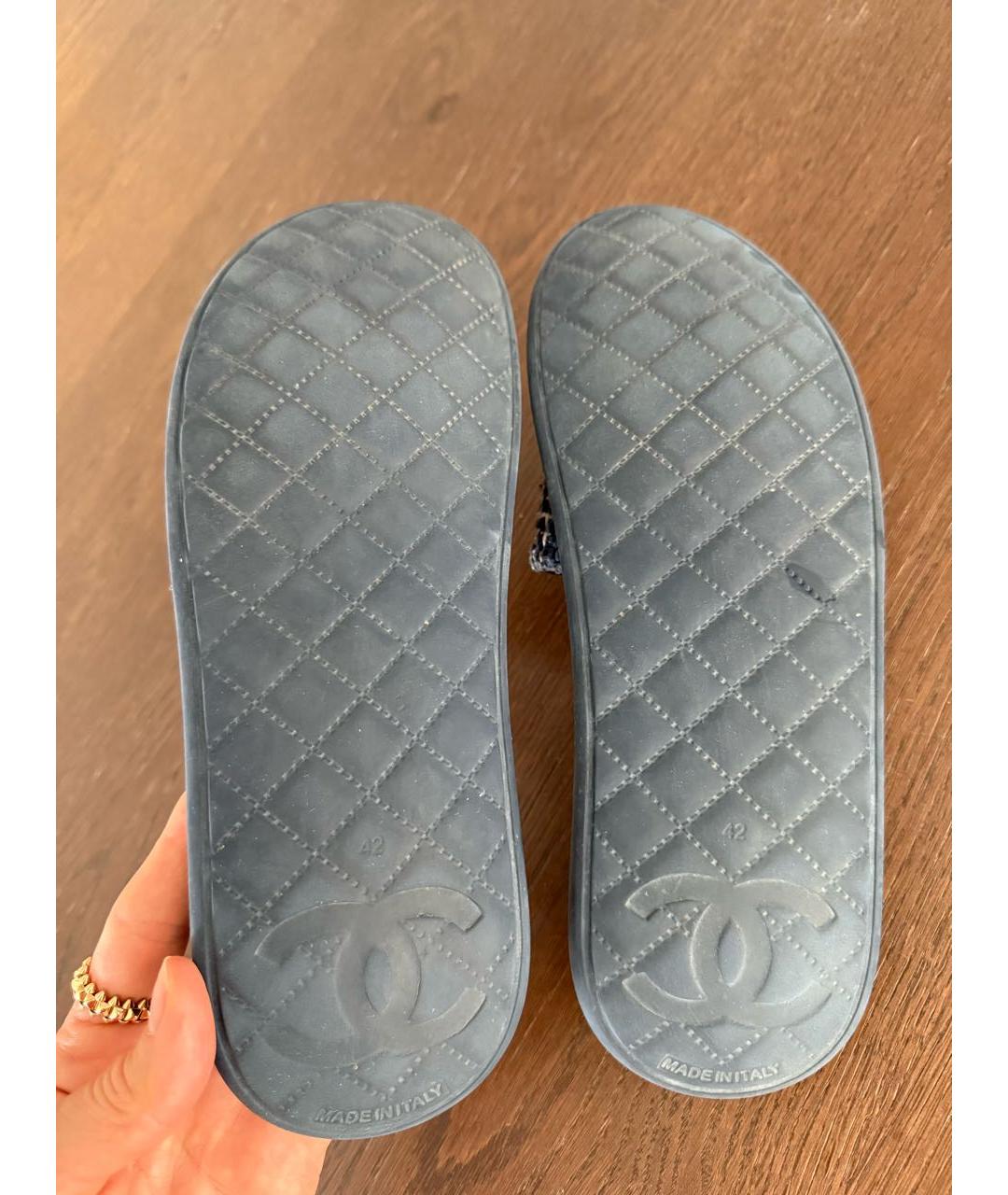 CHANEL Синие резиновые шлепанцы, фото 6