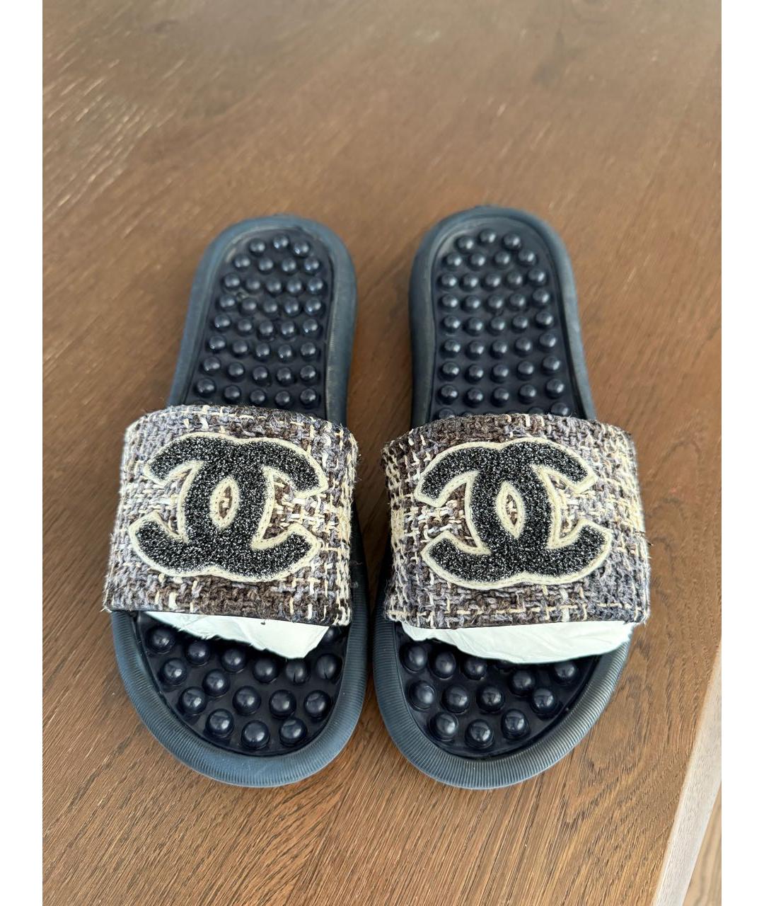 CHANEL Синие резиновые шлепанцы, фото 2