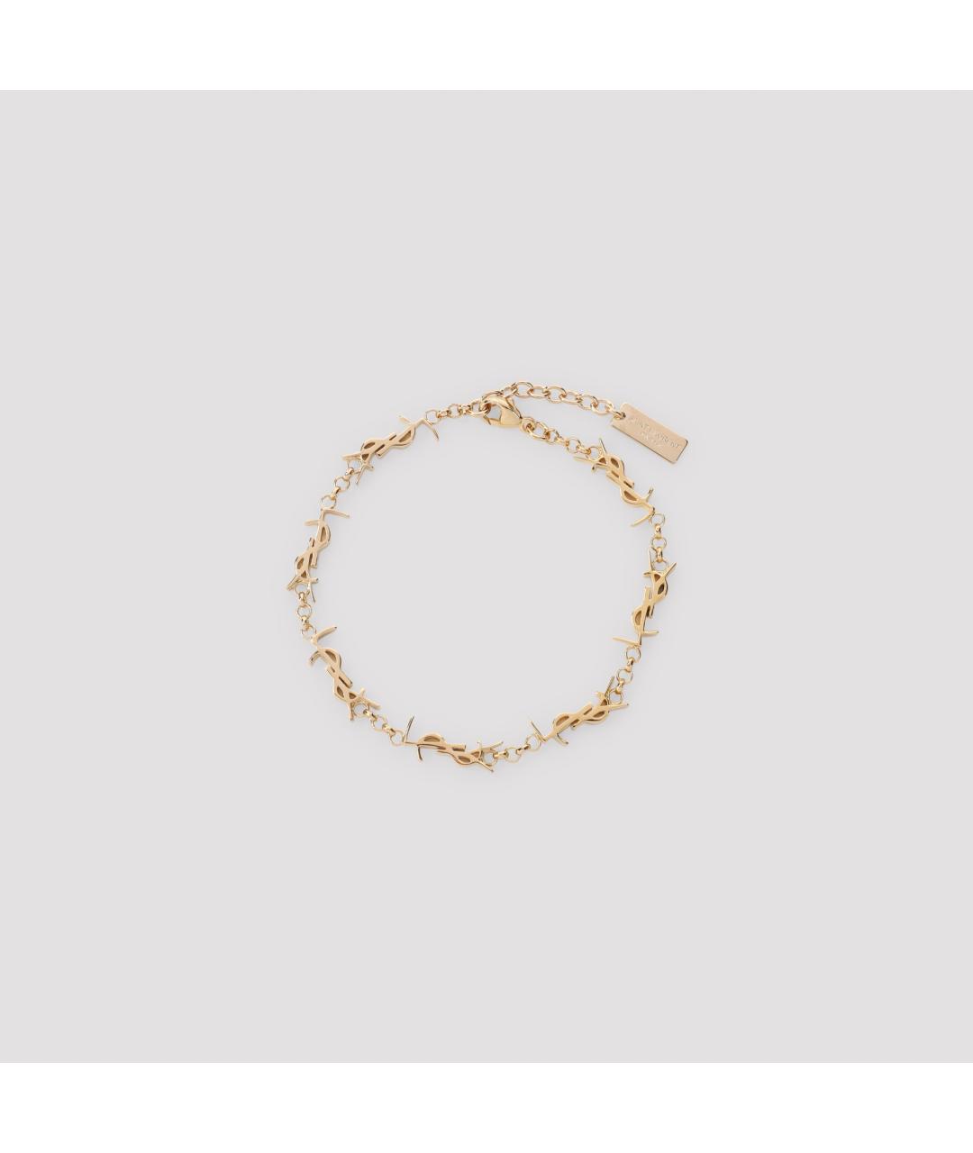 SAINT LAURENT Золотой металлический браслет, фото 2