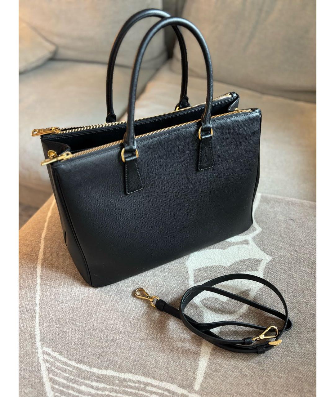 PRADA Черная кожаная сумка тоут, фото 3
