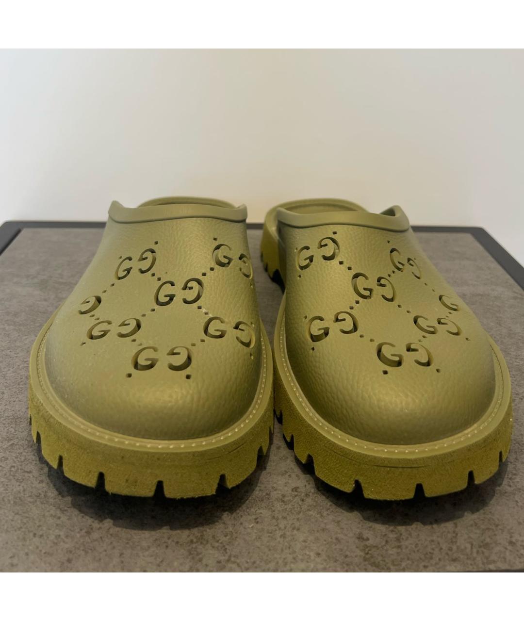 GUCCI Хаки резиновые шлепанцы, фото 2