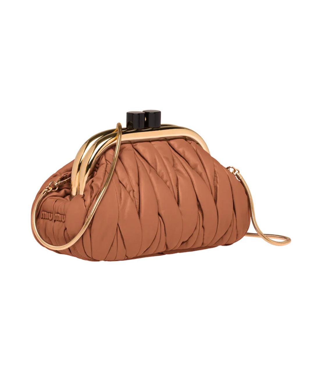 MIU MIU Коричневая кожаная сумка через плечо, фото 2