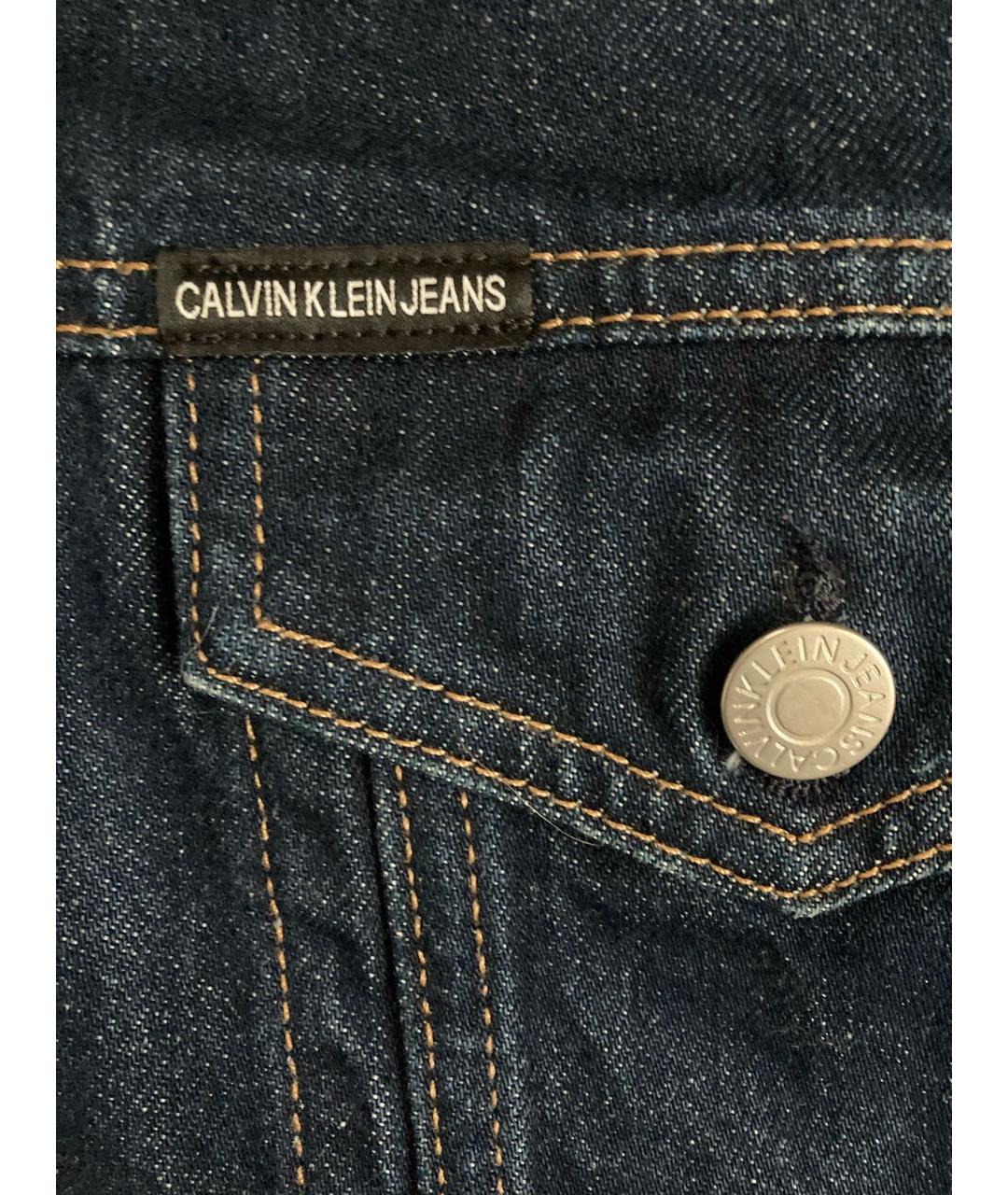 CALVIN KLEIN Темно-синий хлопковый пиджак, фото 5
