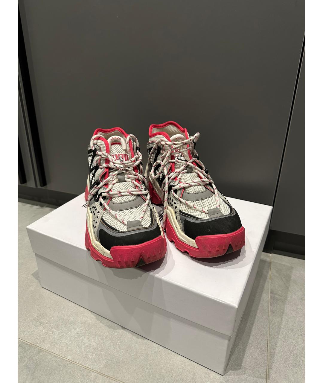 KENZO Белые текстильные кроссовки, фото 2