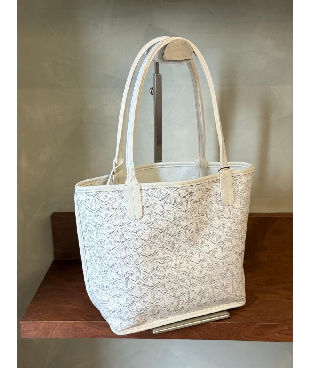 GOYARD Белая сумка с короткими ручками из искусственной кожи, фото 7