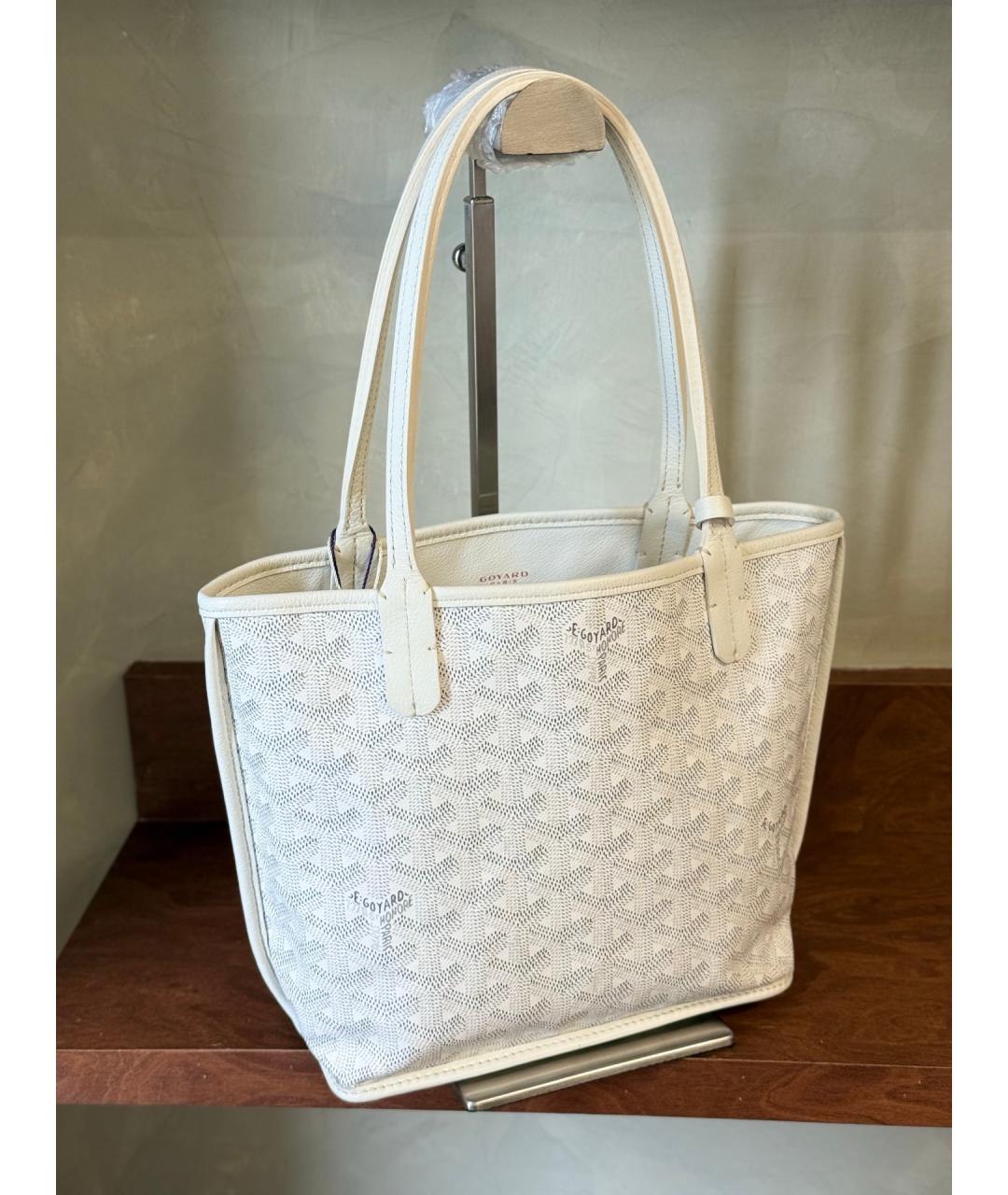 GOYARD Белая сумка с короткими ручками из искусственной кожи, фото 3