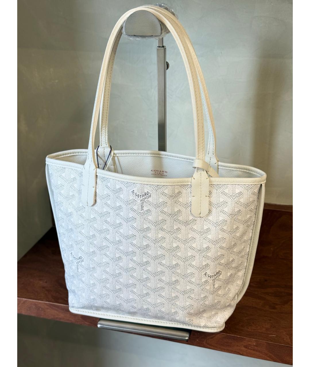 GOYARD Белая сумка с короткими ручками из искусственной кожи, фото 2