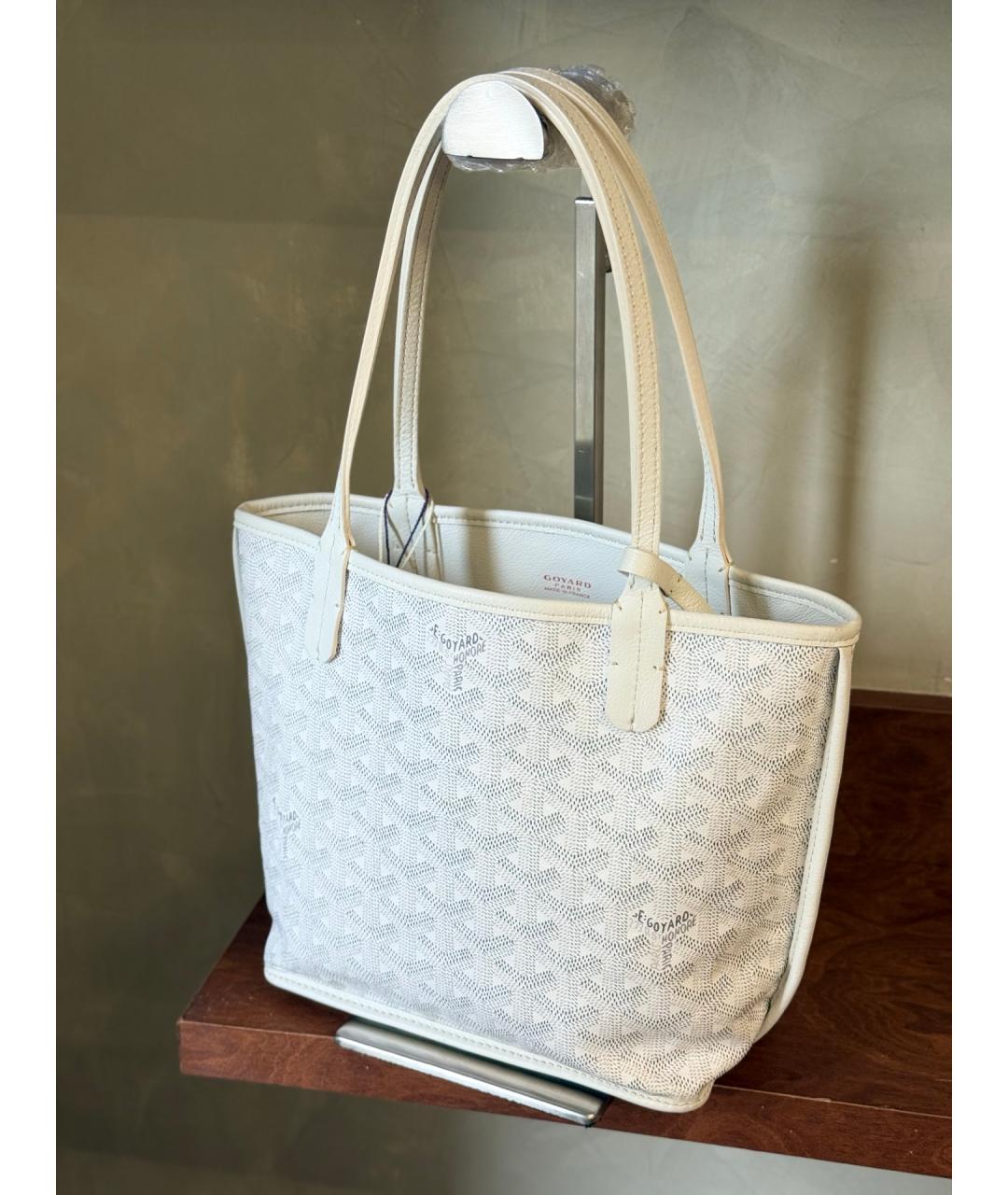 GOYARD Белая сумка с короткими ручками из искусственной кожи, фото 4