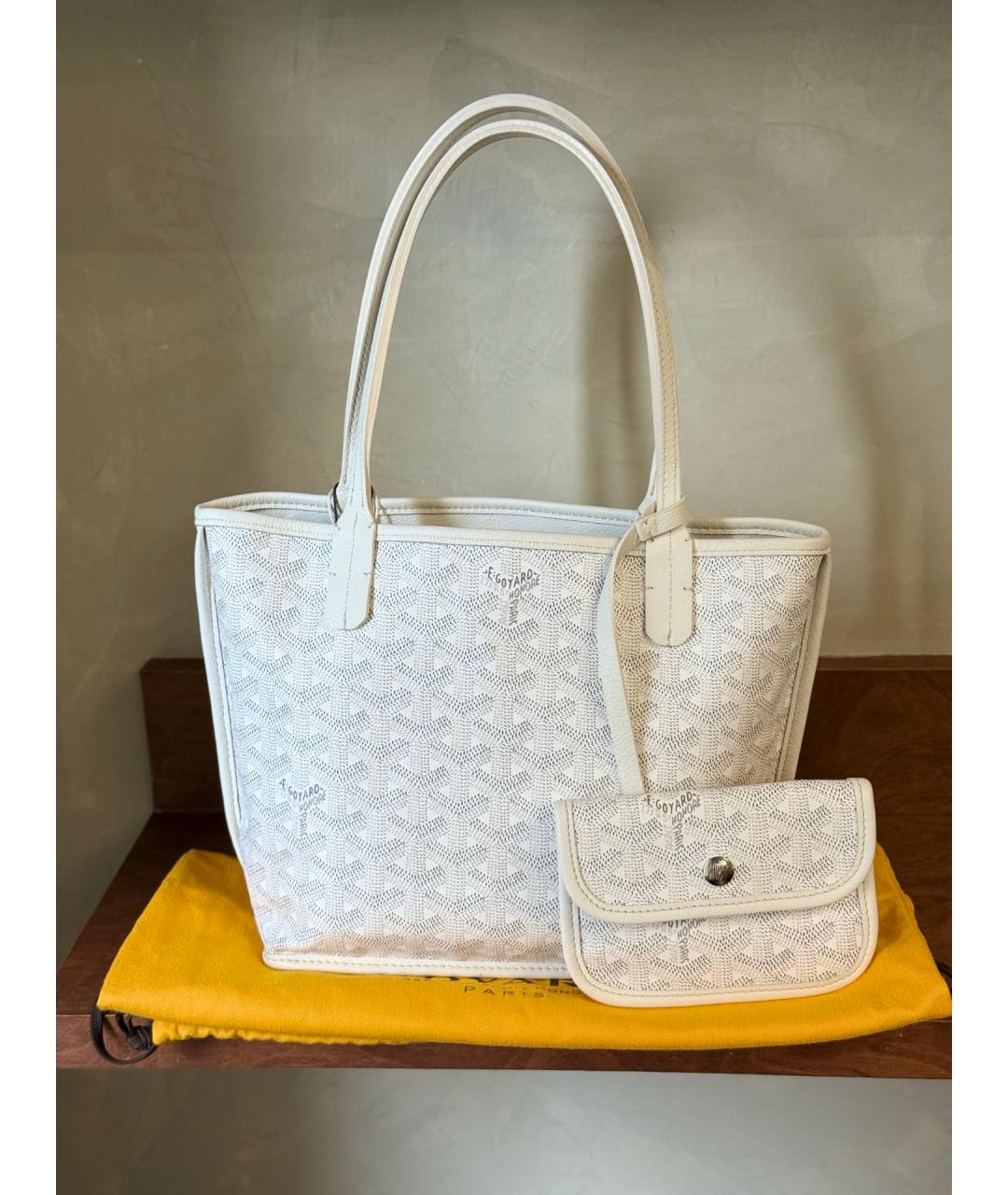 GOYARD Белая сумка с короткими ручками из искусственной кожи, фото 10