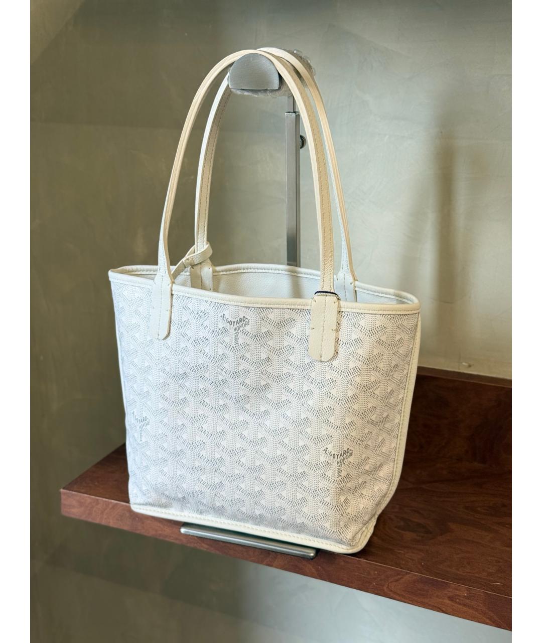 GOYARD Белая сумка с короткими ручками из искусственной кожи, фото 6