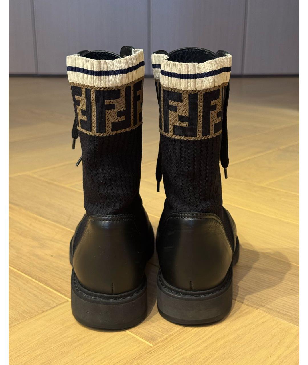 FENDI Черные кожаные ботинки, фото 3