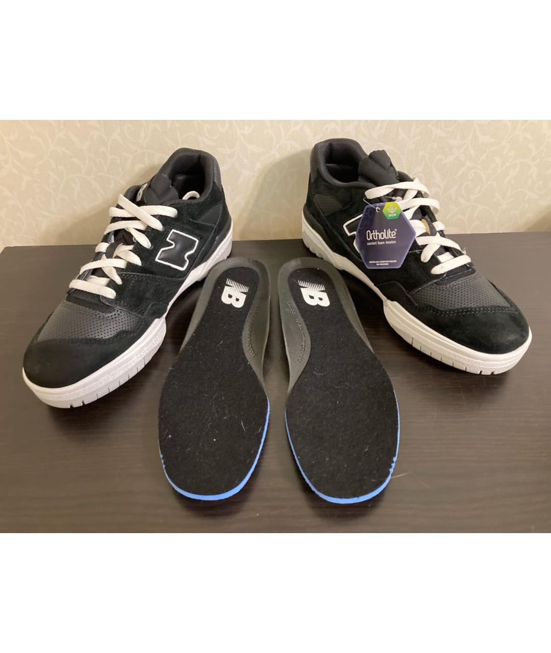 NEW BALANCE Черные кожаные низкие кроссовки / кеды, фото 3