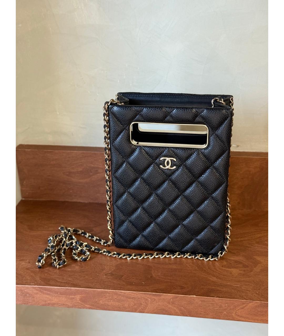 CHANEL Черная кожаная сумка через плечо, фото 10