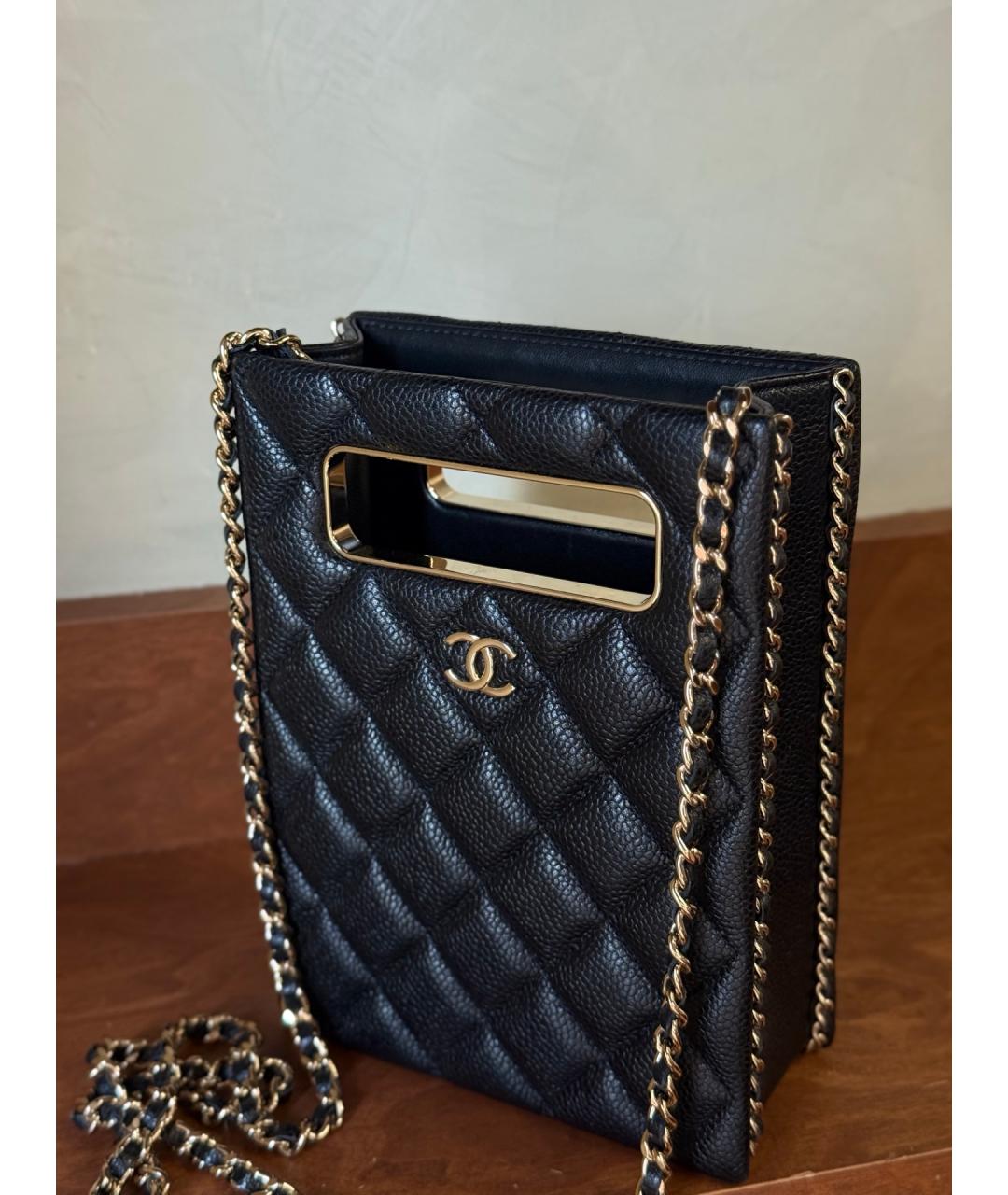 CHANEL Черная кожаная сумка через плечо, фото 4