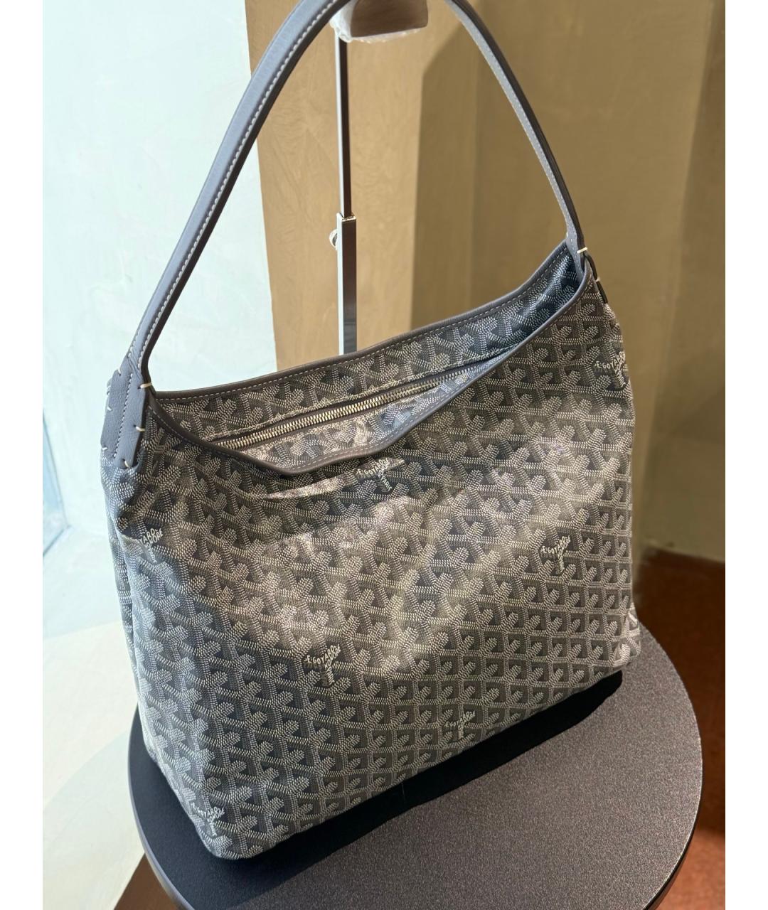 GOYARD Серая сумка с короткими ручками из искусственной кожи, фото 5