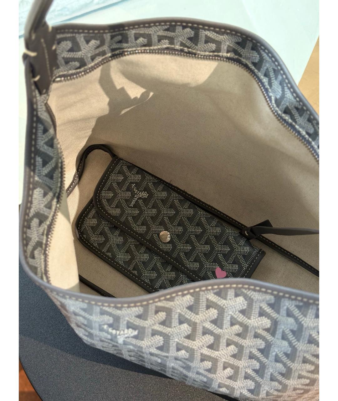 GOYARD Серая сумка с короткими ручками из искусственной кожи, фото 3