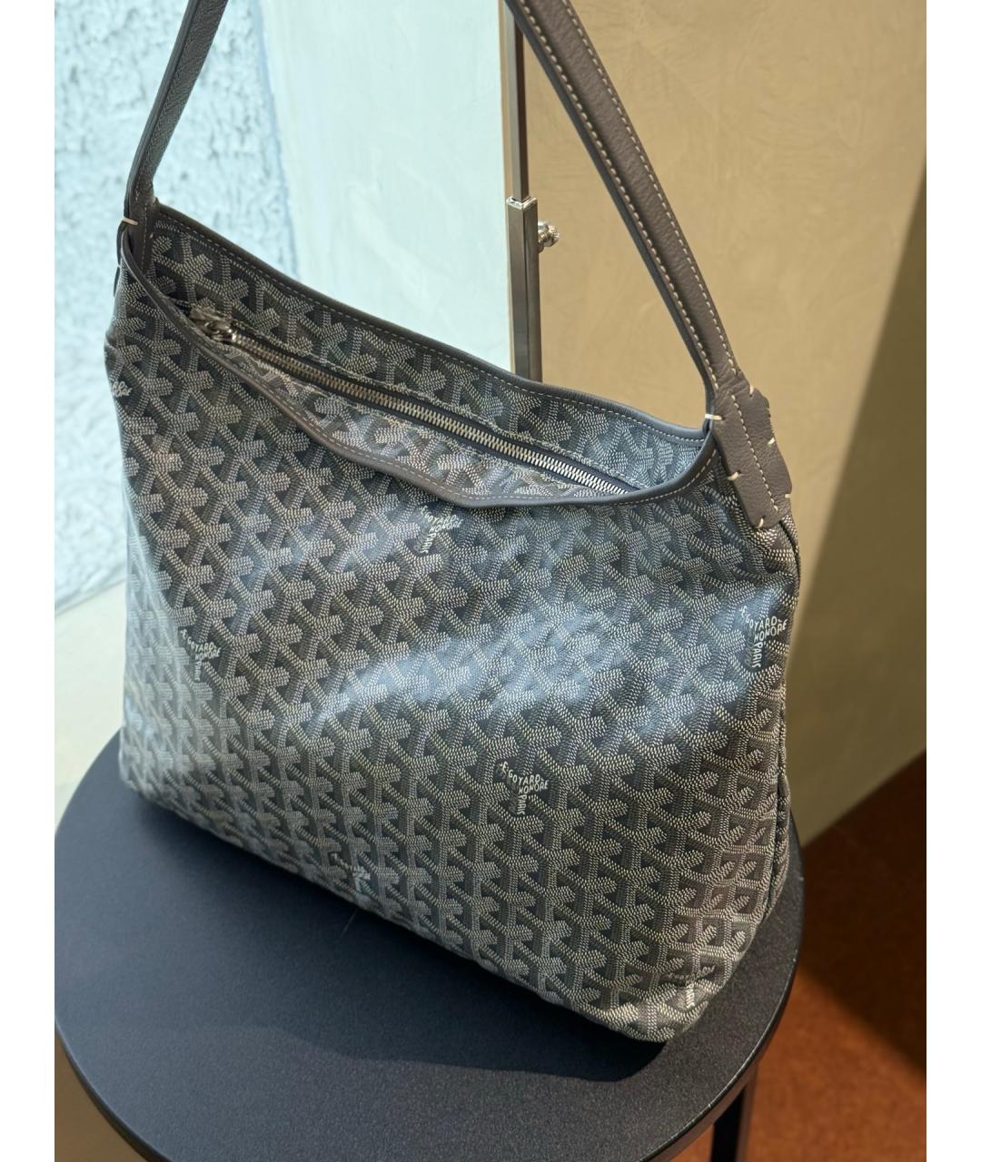 GOYARD Серая сумка с короткими ручками из искусственной кожи, фото 4