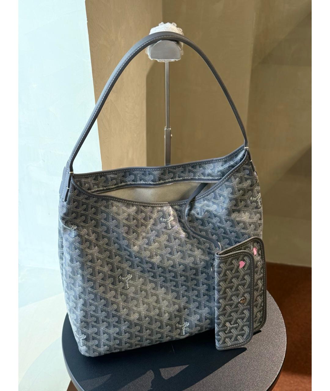 GOYARD Серая сумка с короткими ручками из искусственной кожи, фото 10