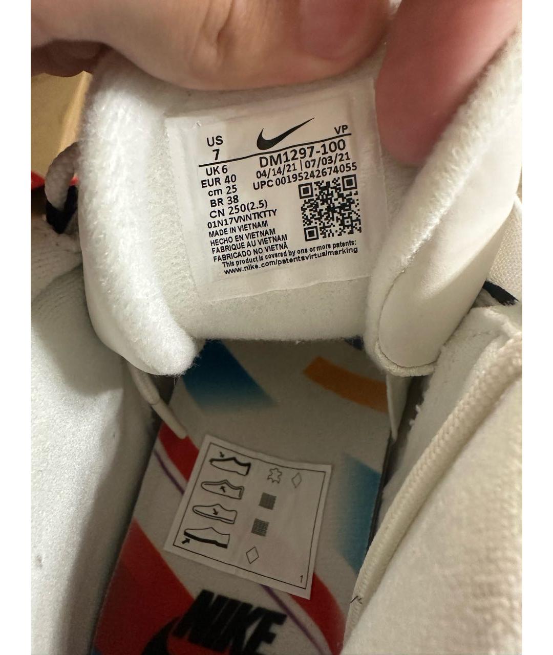 NIKE Белые кожаные высокие кроссовки / кеды, фото 4