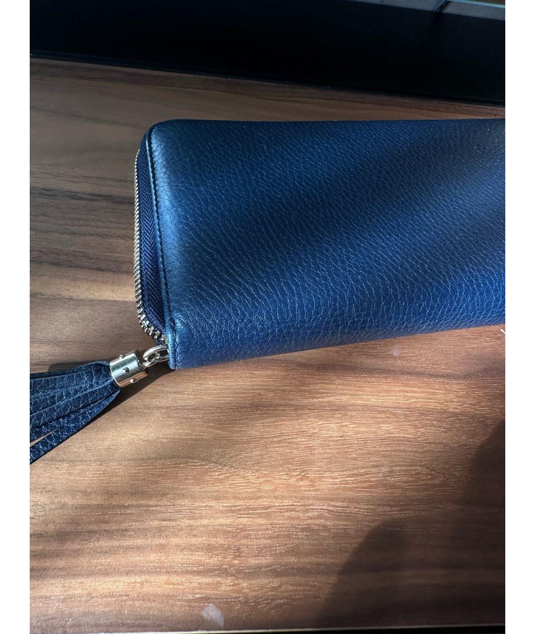 GUCCI Темно-синий кожаный кошелек, фото 2