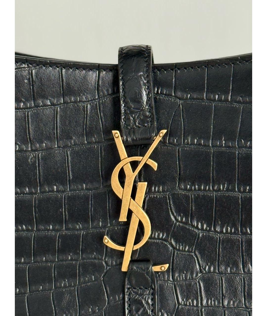SAINT LAURENT Черная кожаная сумка с короткими ручками, фото 7