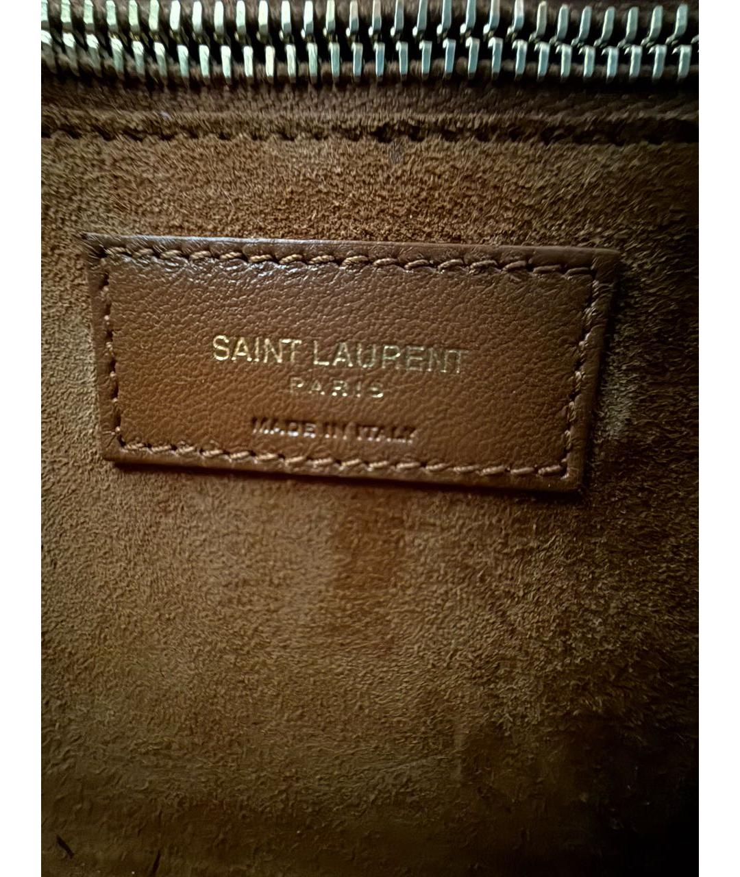 SAINT LAURENT Черная кожаная сумка с короткими ручками, фото 6