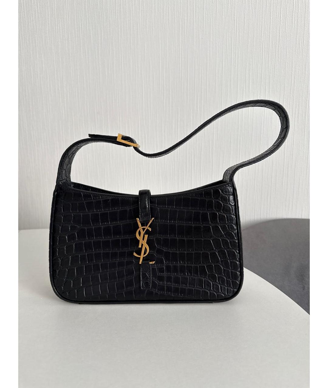 SAINT LAURENT Черная кожаная сумка с короткими ручками, фото 2