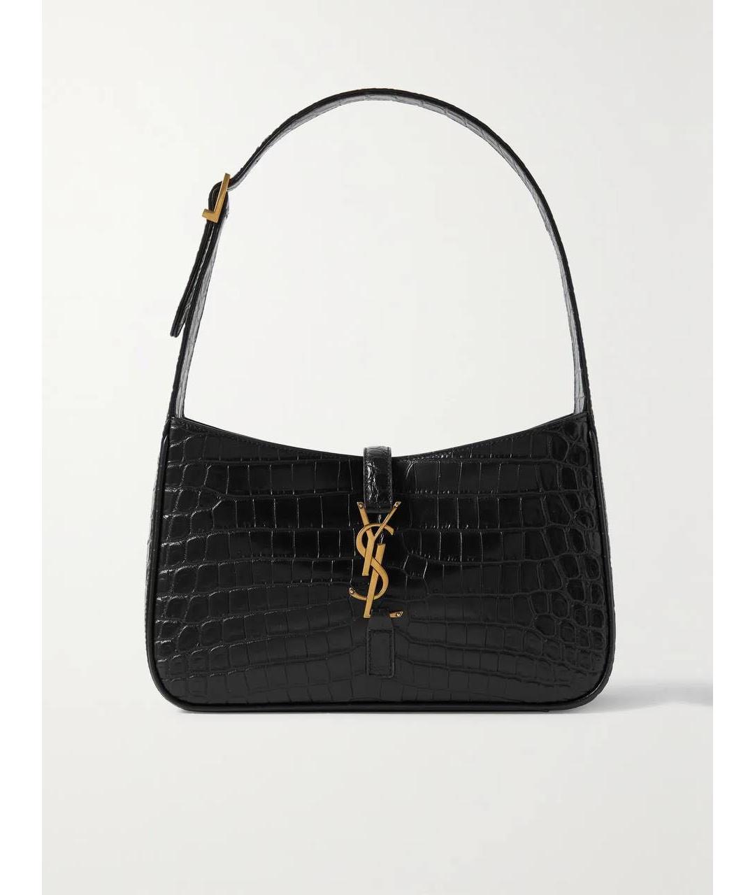 SAINT LAURENT Черная кожаная сумка с короткими ручками, фото 8