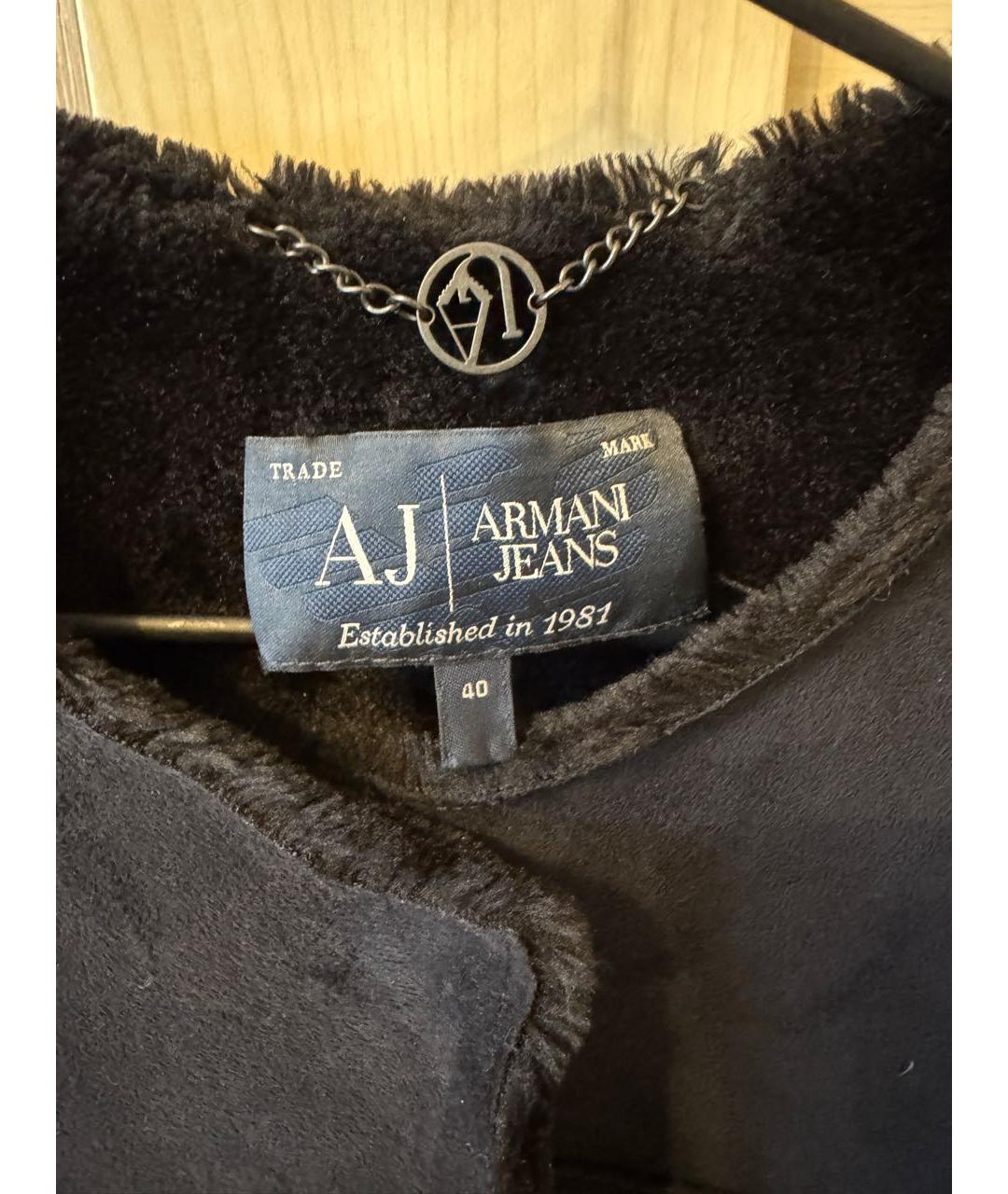ARMANI JEANS Темно-синяя бархатная дубленка, фото 3
