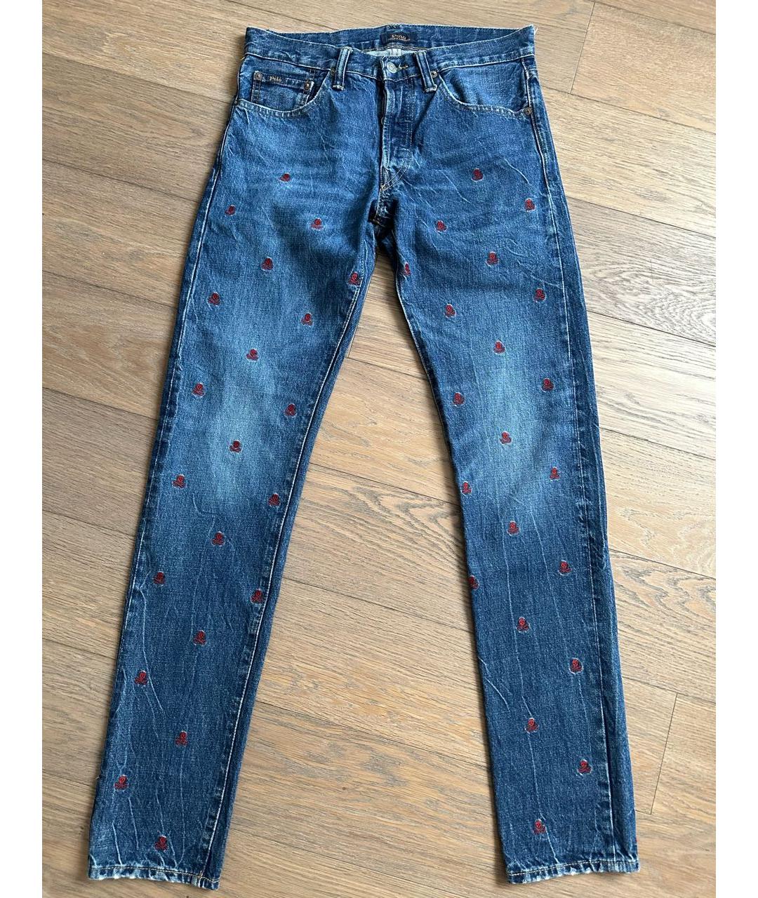 POLO RALPH LAUREN Синие хлопковые прямые джинсы, фото 7