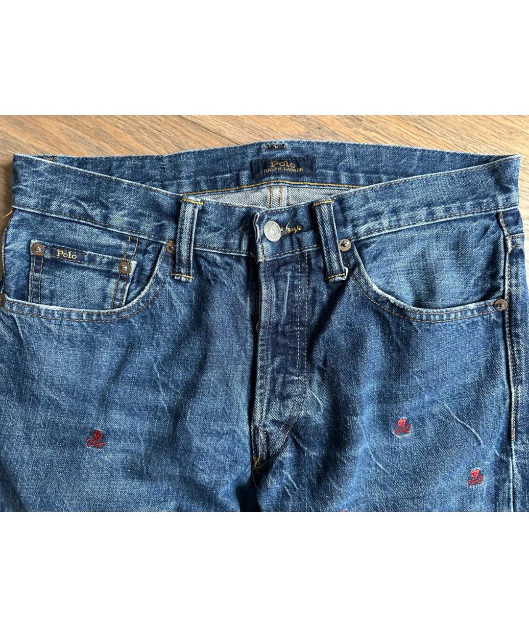 POLO RALPH LAUREN Синие хлопковые прямые джинсы, фото 3