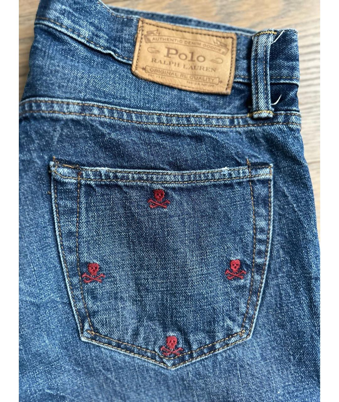 POLO RALPH LAUREN Синие хлопковые прямые джинсы, фото 4
