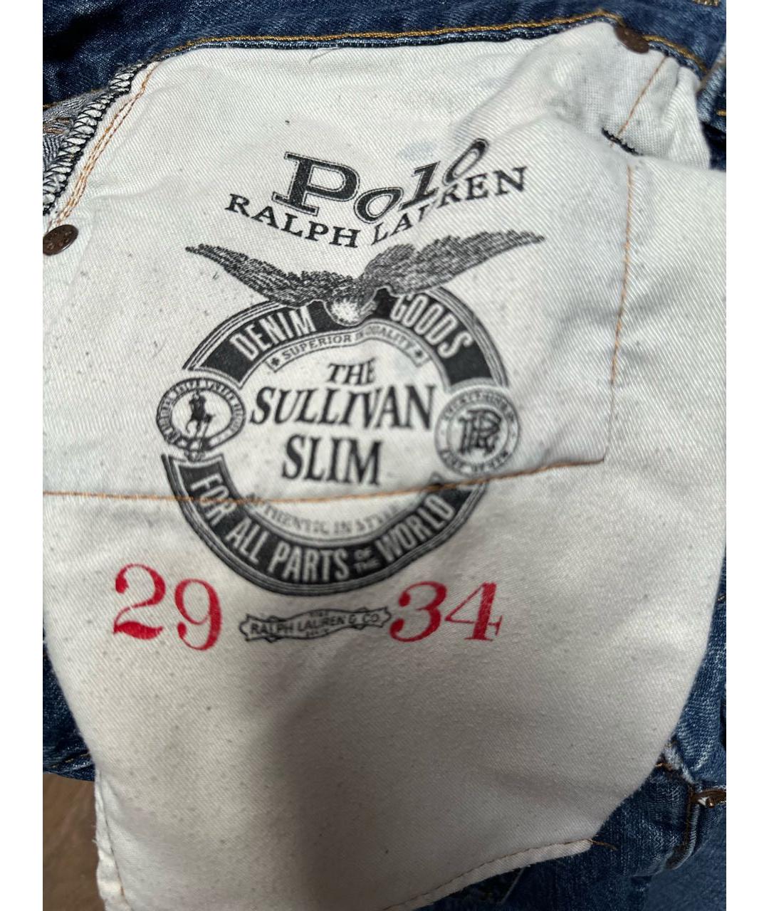 POLO RALPH LAUREN Синие хлопковые прямые джинсы, фото 6
