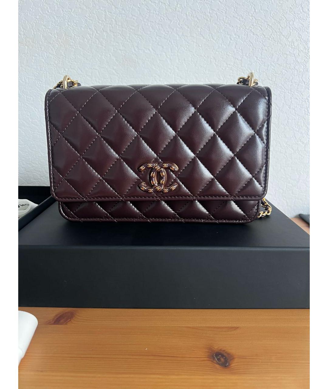 CHANEL Коричневая кожаная сумка через плечо, фото 5