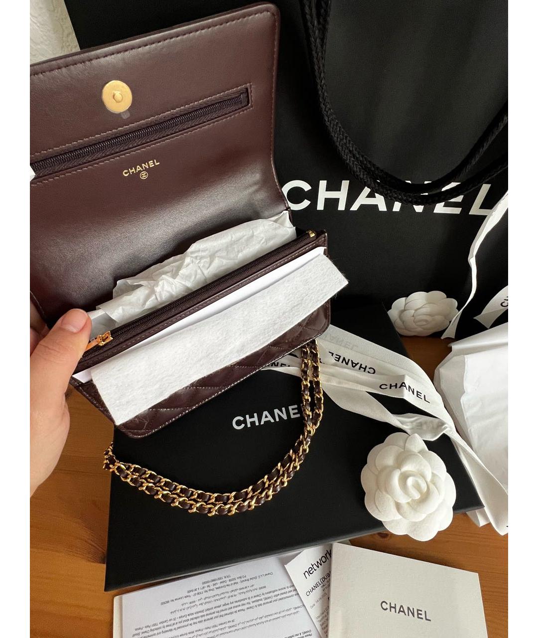 CHANEL Коричневая кожаная сумка через плечо, фото 3