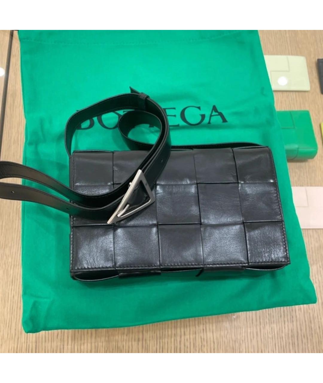 BOTTEGA VENETA Черная кожаная сумка через плечо, фото 4