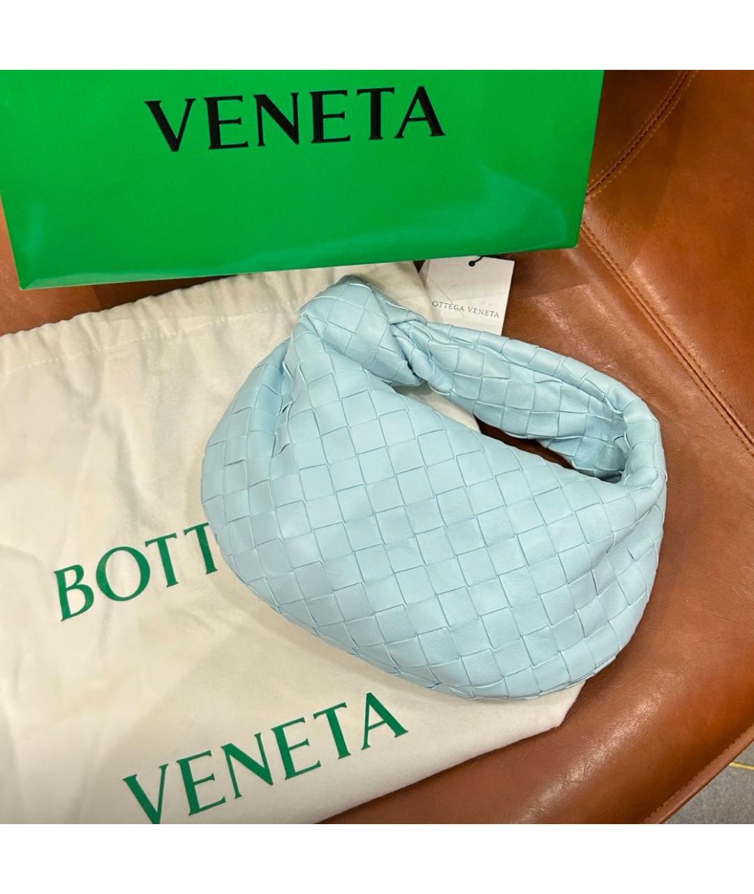 BOTTEGA VENETA Голубая кожаная сумка с короткими ручками, фото 2